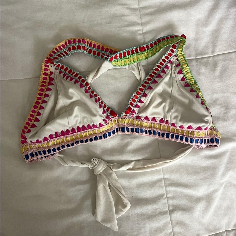 White Threaded Bikini Top